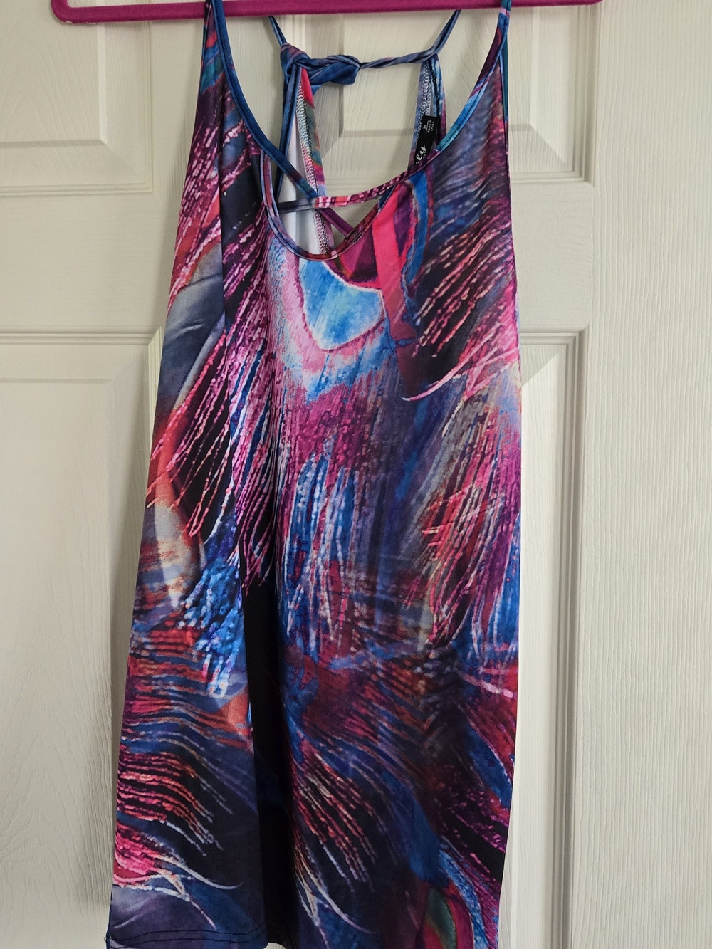 Lily Multicolor Abstract Print Tank Top - Pink, Blue, Purple